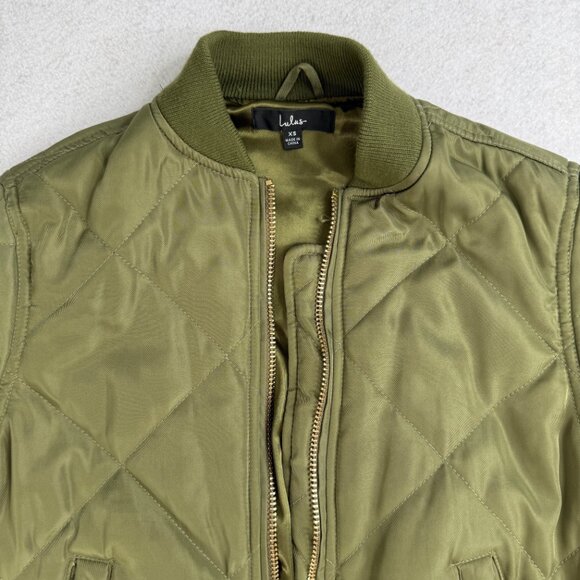 Lulus "Style Expedition" Olive Green Quilted Bomber Jacket Size XS - Picture 5 of 6